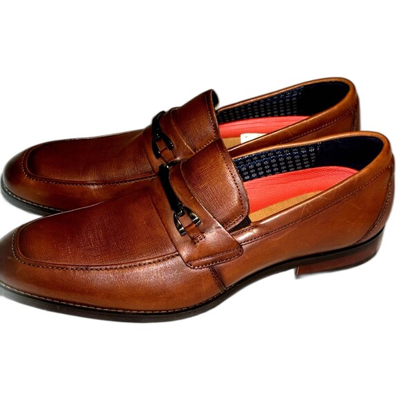 Stacy Adams Kaylor Cognac Men’s Smooth Leather Moc Toe Bit Loafers Size 10M